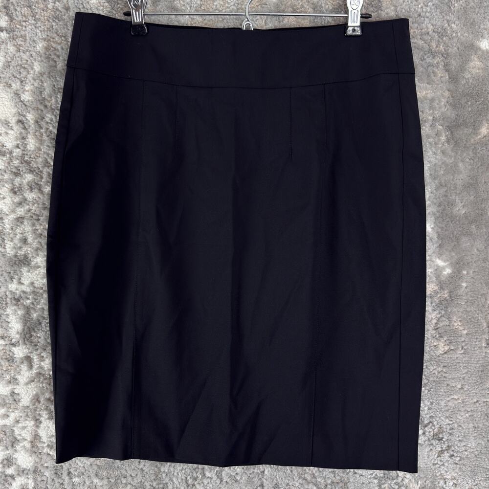 Rekucci‎ Size 14 Wool Minimalist Career Midi Pencil Skirt Black Zip Lined Casual